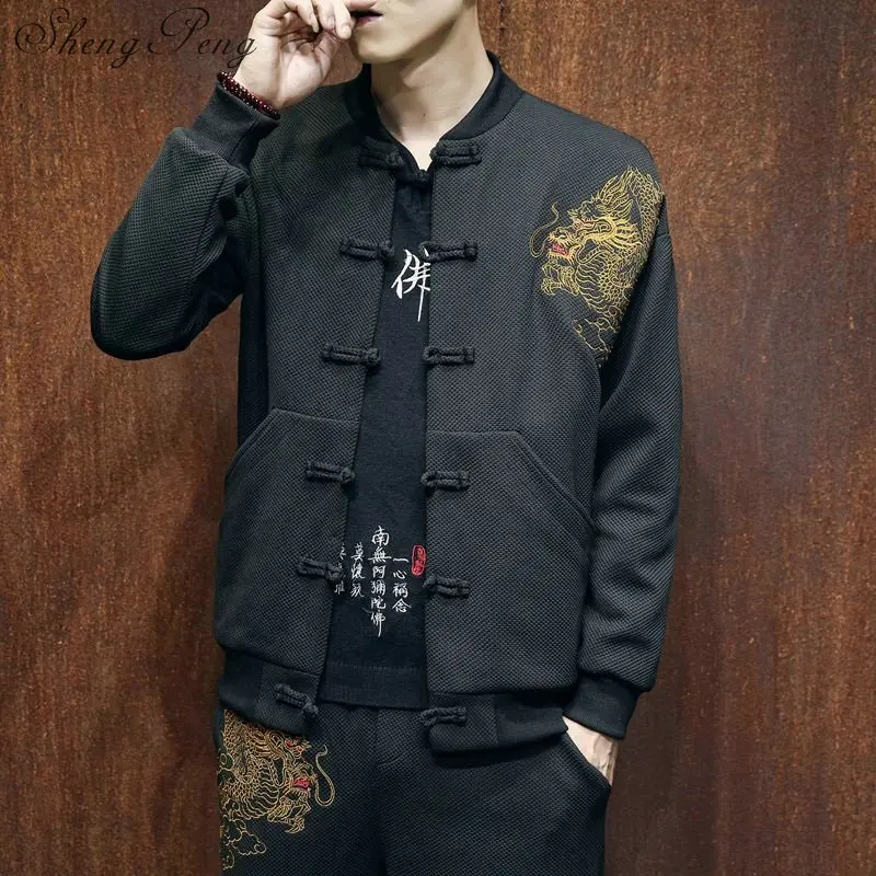 Традиционная китайская одежда для мужчин Китайский магазин одежды китайский дракон куртка Восточная одежда традиционная китайская CC214 - Цвет: 1