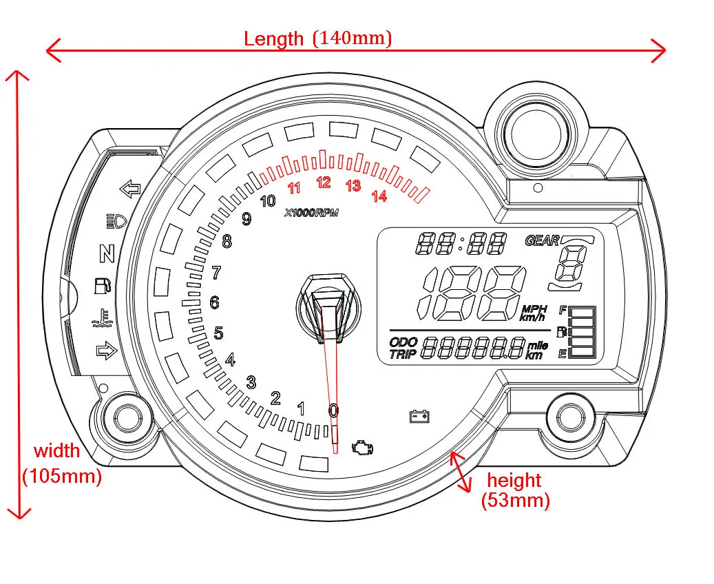 Samdo Универсальный 299 Kmh Mph цифровой 14000 об/мин одометр тахометр спидометр для мотоцикла