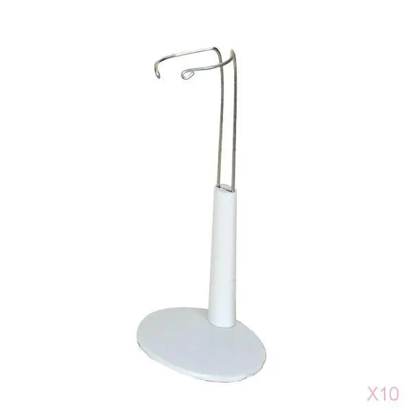 10x White Adjustable Doll Stand Display Holder 14-20cm for Doll Bear toys Metal doll stands with plastic base display doll 