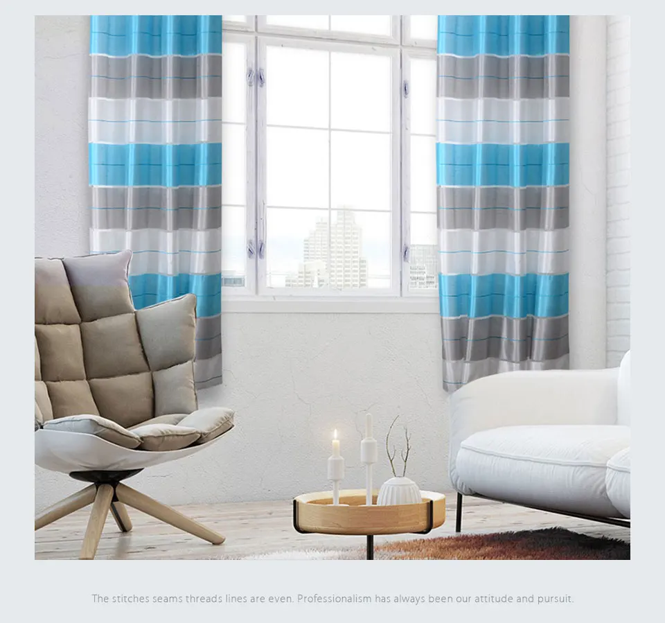 

Stripe Modern Yarn Dyed Polyester Window Curtain for Home Living Room Hotel Window Curtain For Natural Style