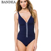 BANDEA сексуальный цельный купальник женский купальник без спинки синий сплошной купальный костюм v-образный вырез купальный костюм Пляжная одежда