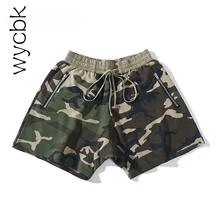 Wycbk камуфляж эластичный пояс Для мужчин шорты Лето High Street махровые Материал камуфляжные шорты Для мужчин хлопок