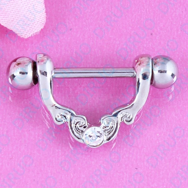 Clear crystal Nipple ring body piercing jewelry Nickel free 316L surgical steel pair free