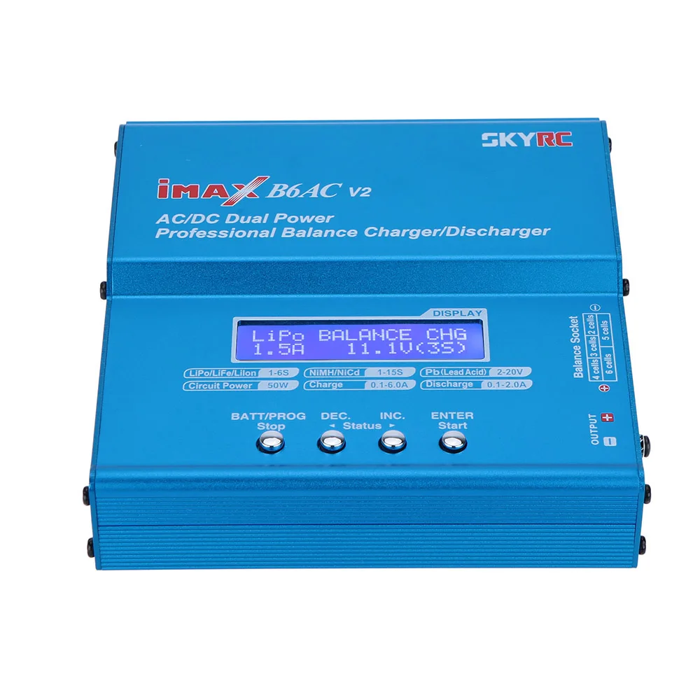 

B6AC V2 50W LiPo LiFe LiIon NiMH NiCd Battery Charger Discharger