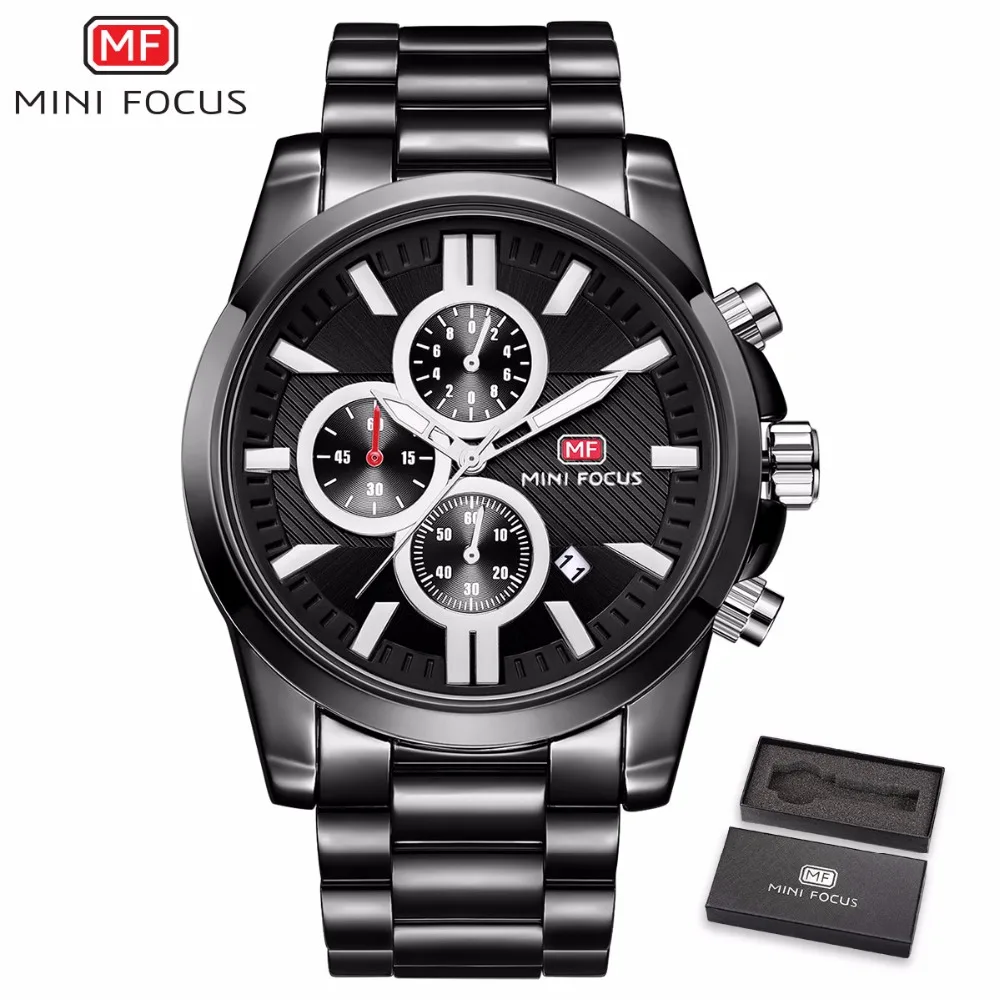 

MINIFOCUS Business Stainless Steel Chronograp Watch Men Luxury Sport Calender Quartz Mens Watches Waterproof Reloj Hombre 2018