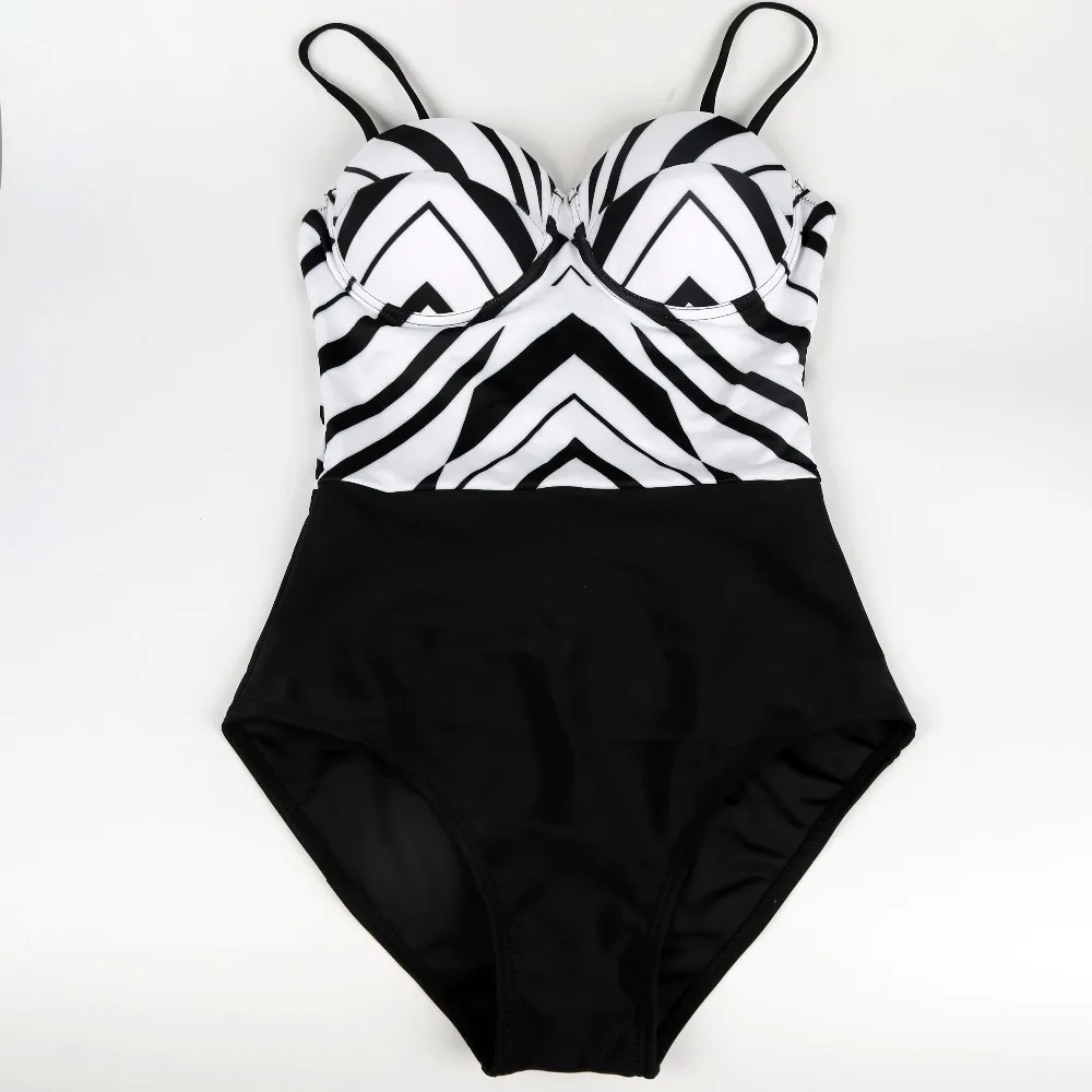 One Piece Swimsuit High Waist Striped Swimwear Women Sexy Bathing Suits