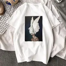 Модная футболка с коротким рукавом с принтом крыльев и перьев, топ из хлопка, Повседневная футболка с круглым вырезом, футболка унисекс