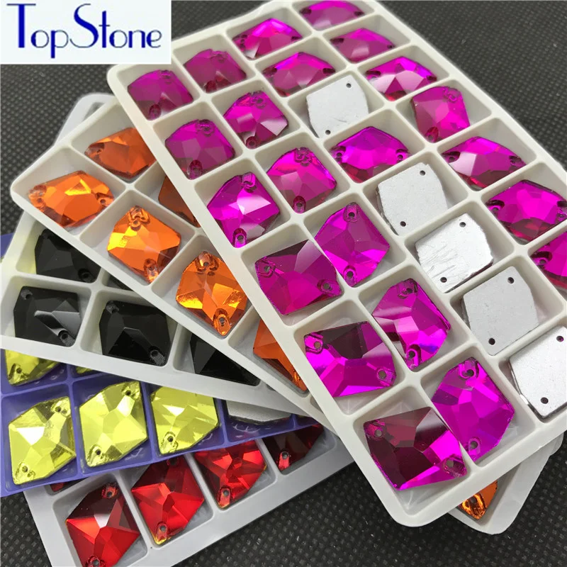 TopStone 17x21mm 21x27mm Cosmic Sewing Glass Crystal Rhinestone Flatback 2 holes Sew On Stone For Costume Dress clothing | Дом и сад