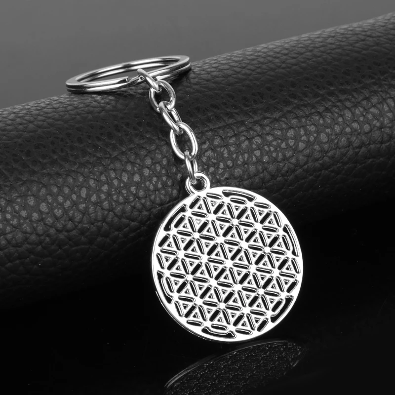 MQCHUN Supernatural Flower of Life Pendant Keyring Geometry Mandala Myth Love Knot Keychain Egyptian Simple Key Chain -50