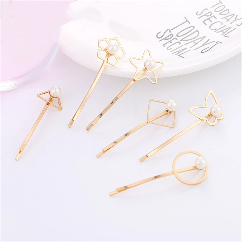 

1 pcs Ladies Girl Alloy Pearl Hair Clips Fashion Party Wedding Headwear Jewelry Simple and Versatile Bangs Hair Clips 9 Patterns