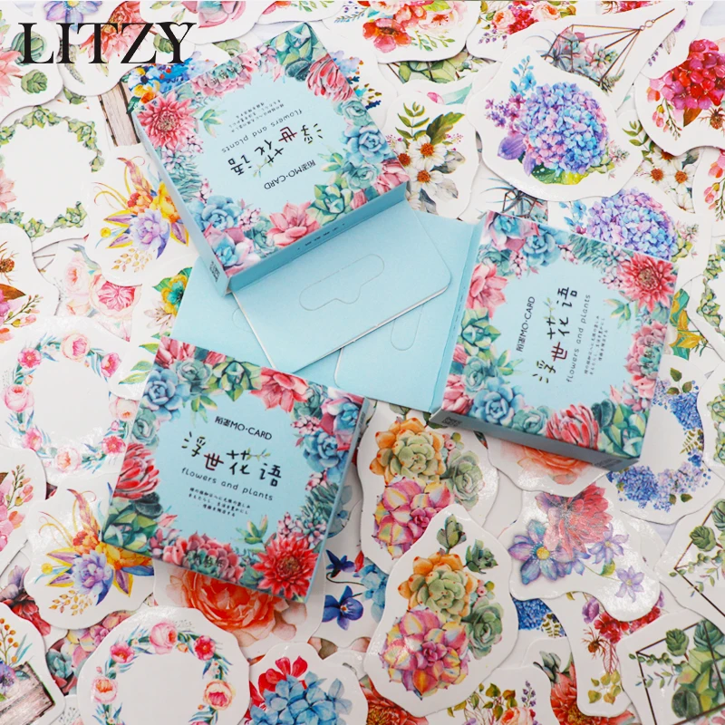 46pcsbox cute journal paper diary flower stickers scrapbooking