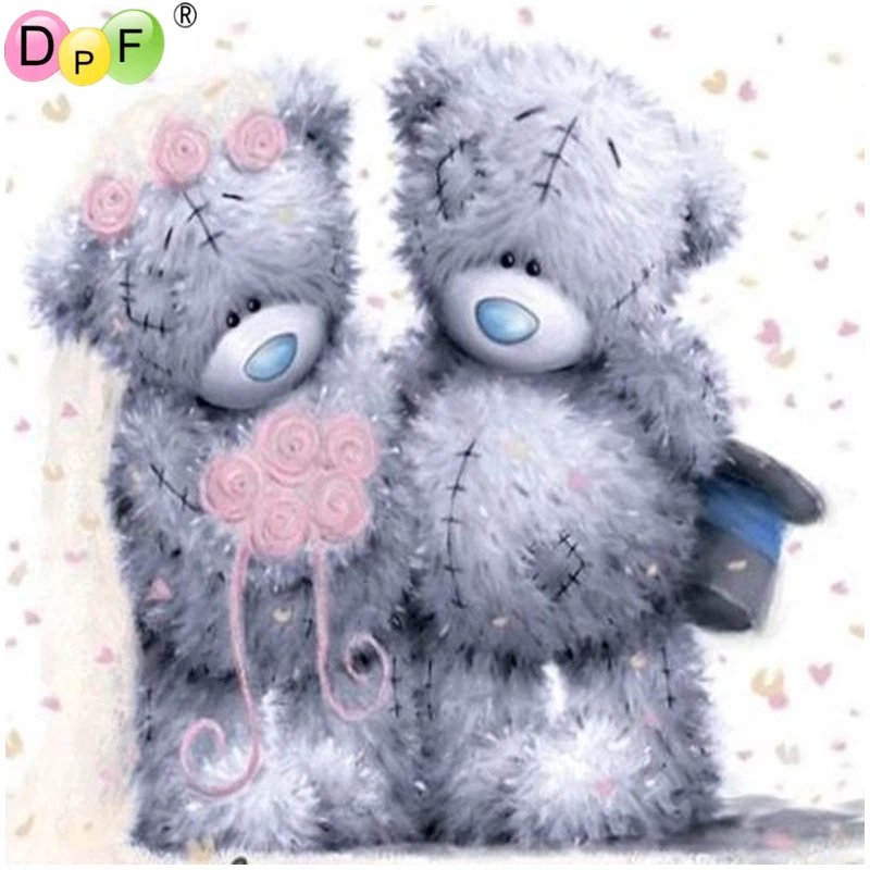 

DPF DIY Couples teddy bear 5D diamond embroidery crafts home decor wall painting mosaic kit square diamond painting cross stitch
