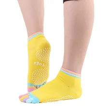 1 Pair Full Grip Exercise Yoga Socks Non Slip Full Toe Socks Coloful Five Toe Fitness Gym Sock Grips Dance Ballet Sport Sock