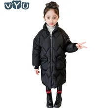 Детское пуховое пальто для девочек-подростков детская зимняя утепленная куртка с длинными рукавами Модная стильная куртка детская верхняя одежда детская одежда
