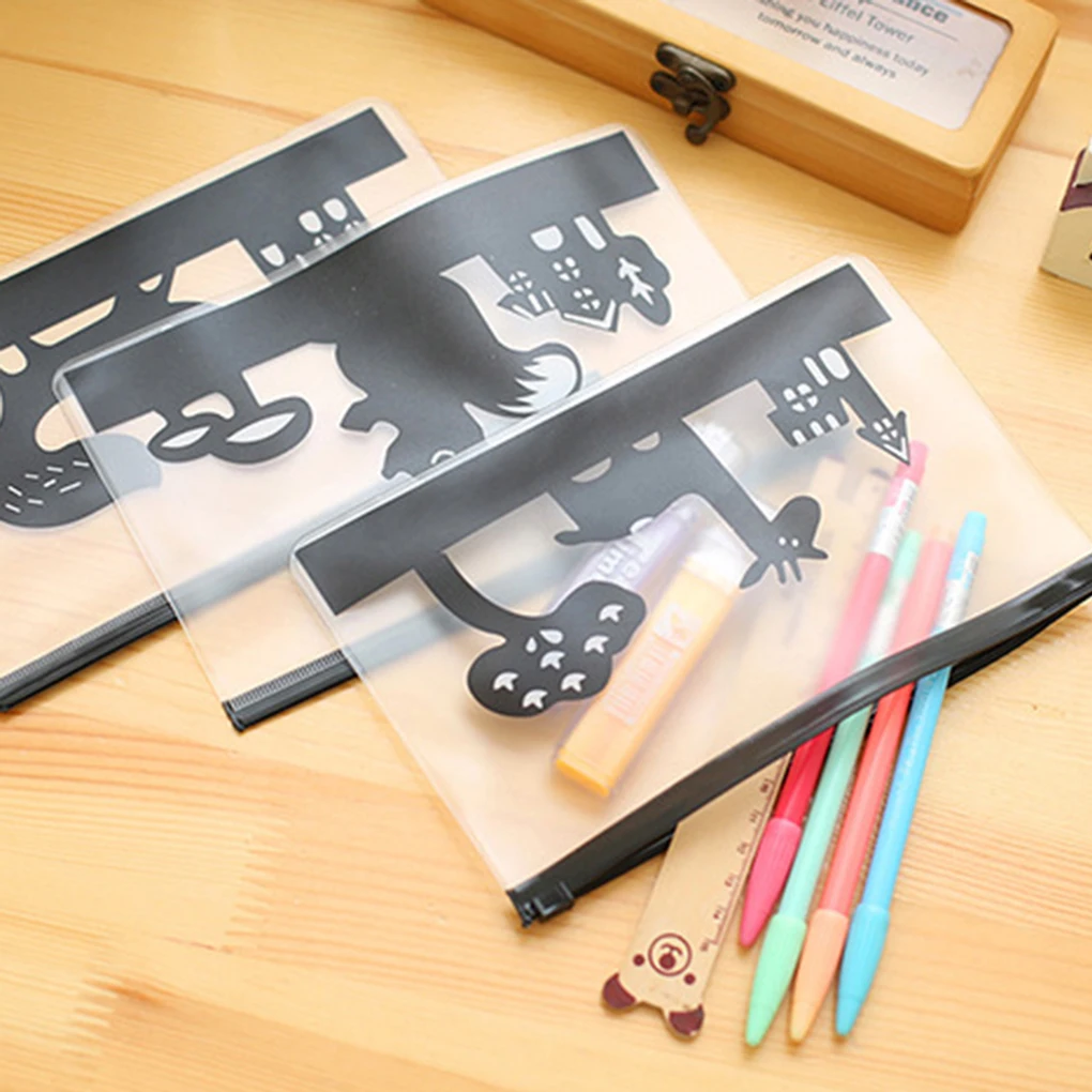 

Cartoon Translucent File Folder Pen bag Pencil Case Cute Kawaii Animal PVC Envelope Folders School Office Supplies