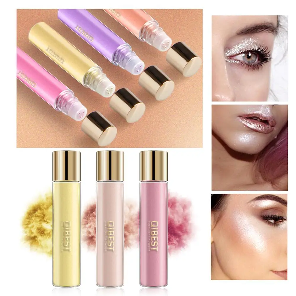 

Qibest Highlighter Powder Waterproof High-Light Iluminador Contouring Brighten Glow Powder Eye Shadow Grooming Face Cosmetic