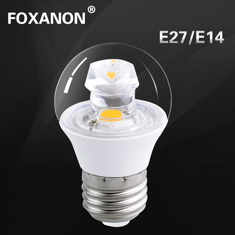 Foxanon 6 шт. E27 E14 лампы из светодиодов 100 - 240В 5Вт  COB лампочка световодные лампы высокая яркость колба лампы кристалл свечи
