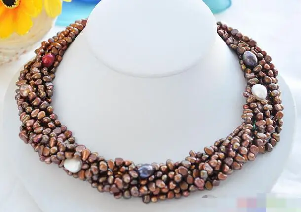 

song voge gem nanJ0922 8row coffee baroque freshwater multicolor pearl necklace