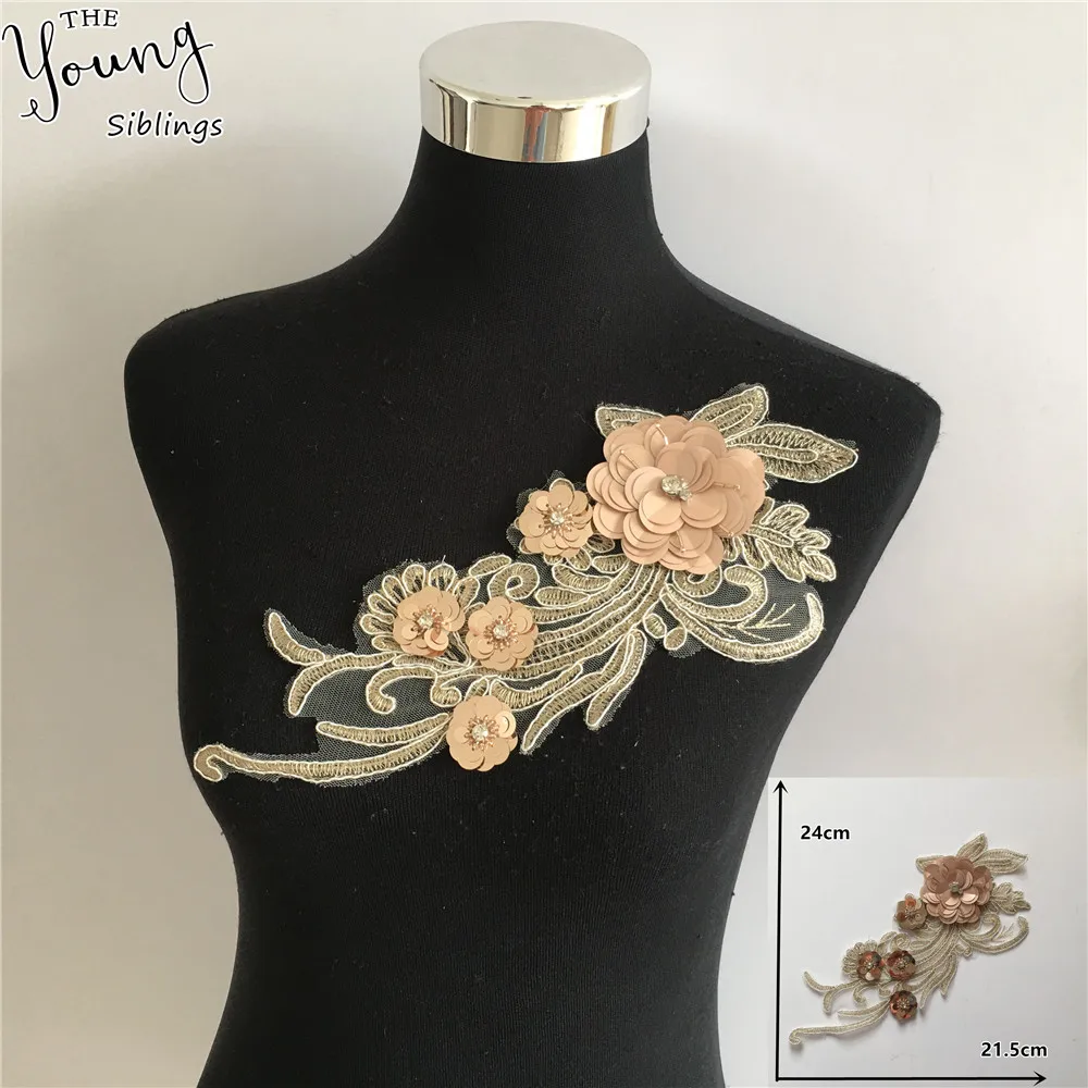

New arrive Lace Collar Embroidery Applique Lace Fabric Sequins DIY Trim Rhinestone Sewing Supplies Neckline Clothing Accessories
