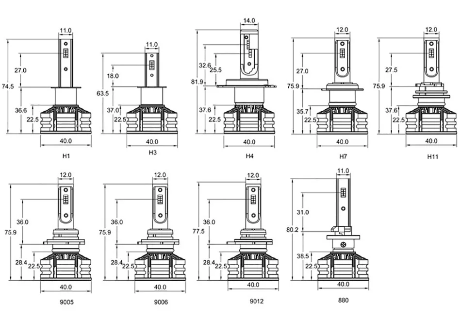 ZUORUI светодиодные лампы фар автомобиля H1 H3 H4 H7 H8/H9/H11 9005 9006 880/881 9012 триколор Smart Led автоматический фары, аксессуары для автомобиля