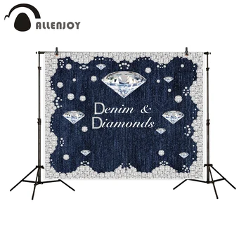 

Allenjoy photography background Denim Diamonds jeans theme party celebrate photobooth backdrop photo studio customize