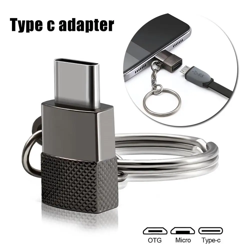 Zinc Alloy Micro USB к Тип-C адаптер с металлической цепочкой, V8 Android для Тип usb-c USB C адаптер зарядки даты для передачи данных адаптер