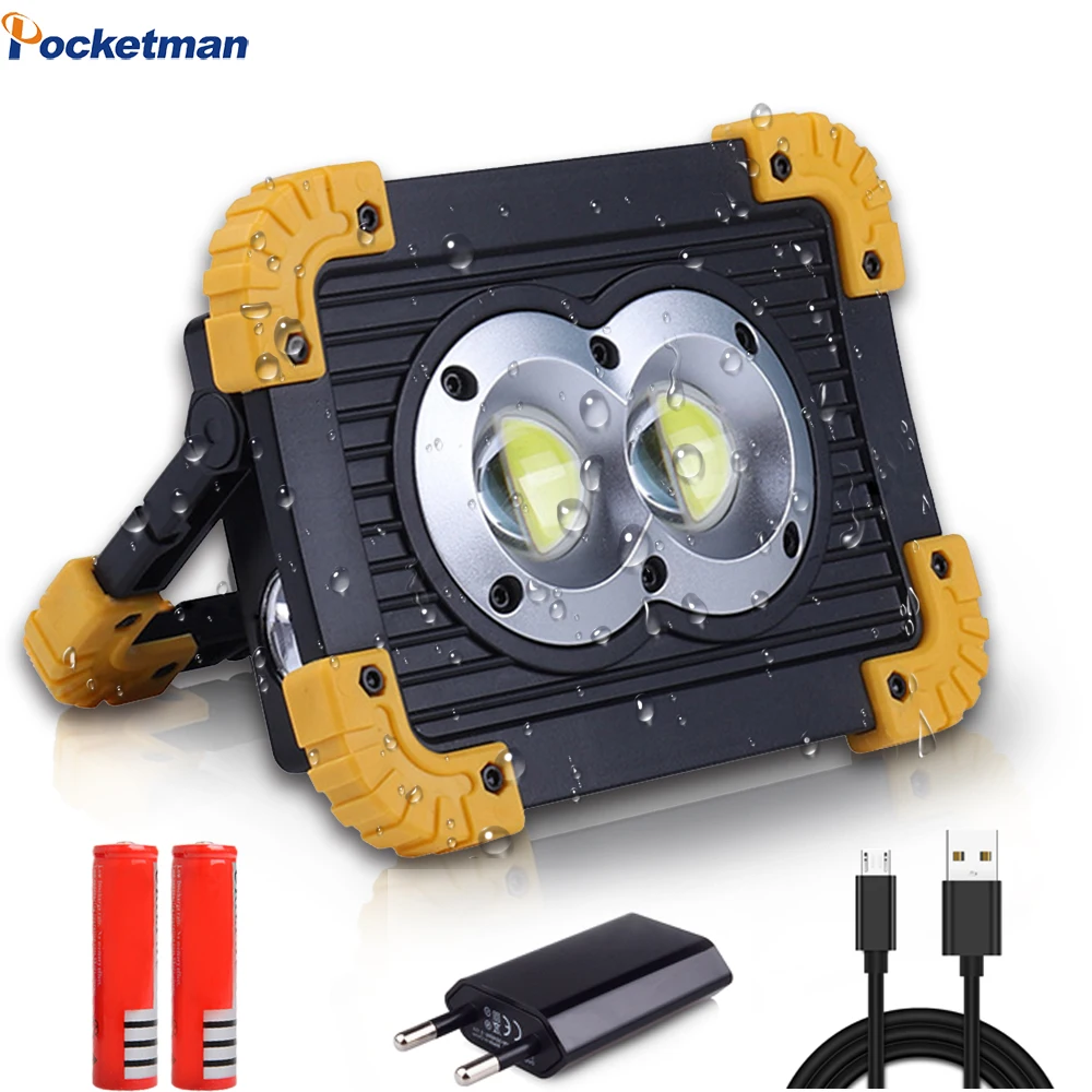 

100W Portable LED Flashlight COB Work Light Floodlight Searchlight Waterproof USB Rechargeable Power Bank For outdoor lighting