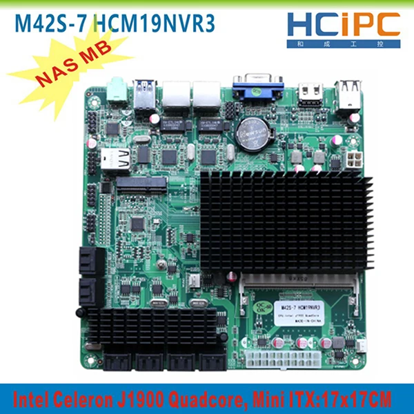 HCIPC M42S-7 HCM19NVR3, 12SATAIII портов, 2 Гига LAN, 1* COM, 8* USB2.0, VGA+ HDMI, ATX, Mini ITX материнская плата, 13SATAIII NAS ITX материнская плата