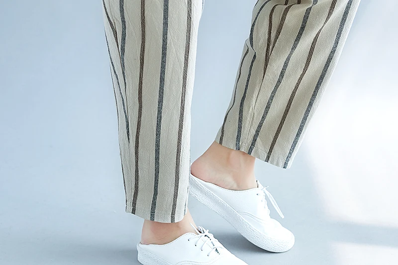 2019 Summer Cotton Linen Harem Pants Trousers Women Pockets Casual Drawstring Elastic High Waist Pants Vintage Pantalon Femme   13