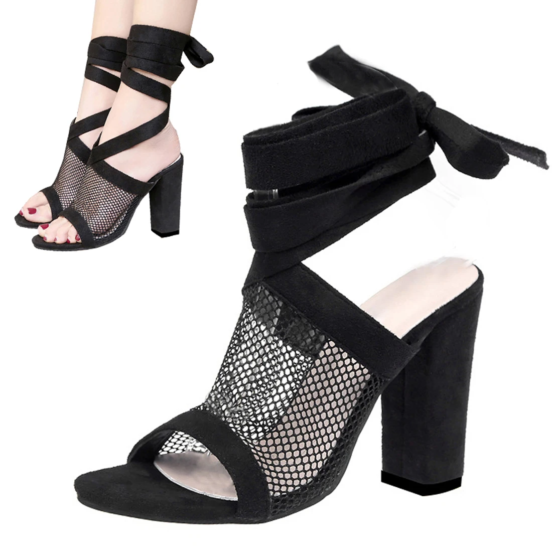 Sexy Women Sandals Air Mesh Super High Pumps Summer Sandals Open Toe