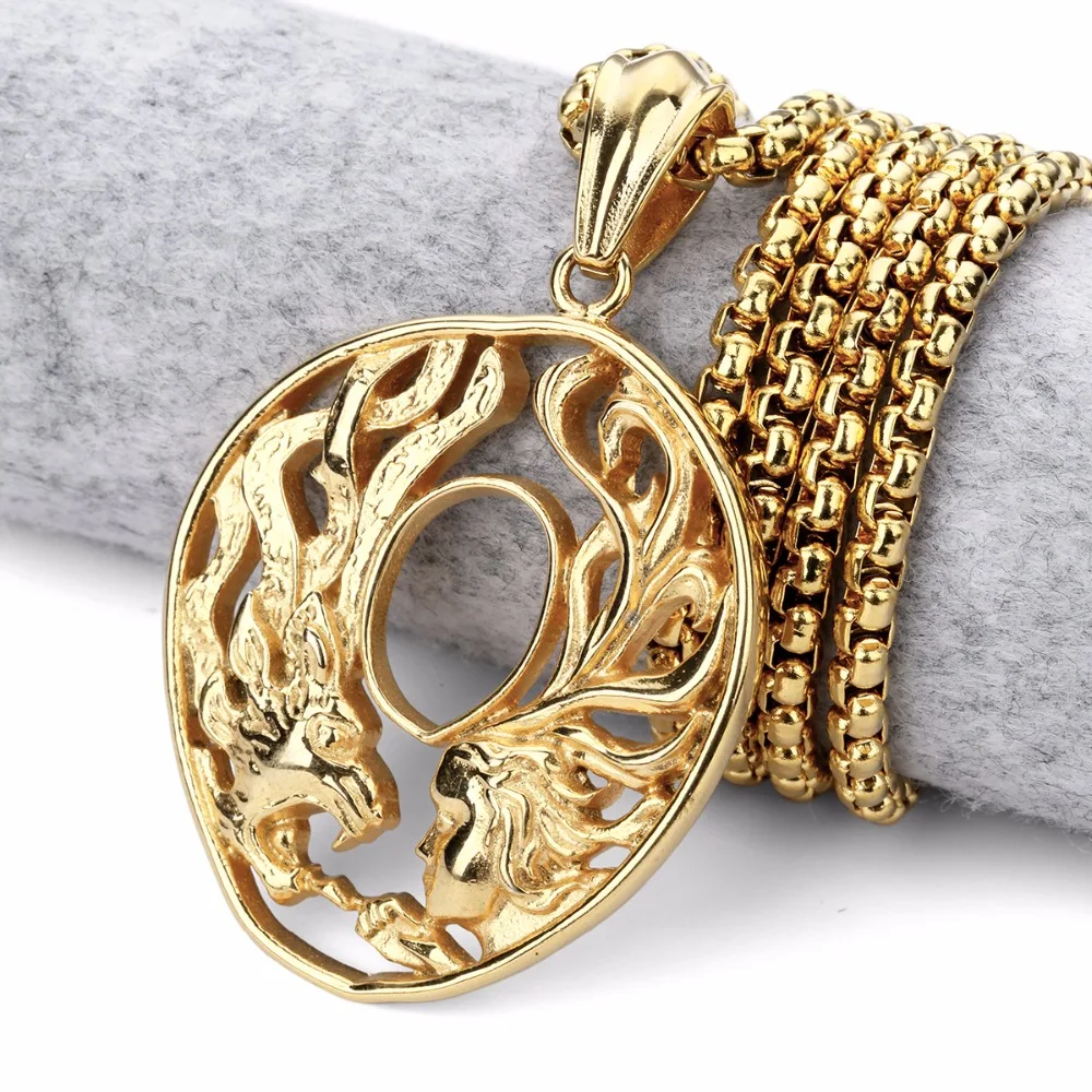 2017 New Arrival Necklace Beauty and Wolf Skeleton Map Pendant Hiphop High Quality Dope Jewelry Men's Accessories | Украшения и