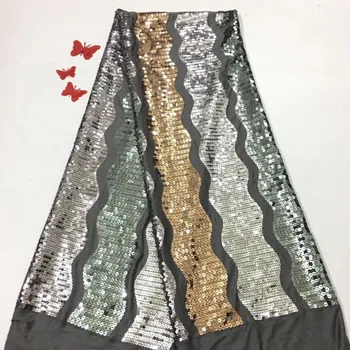 

high quality African French net tulle Lace Fabric for party Hot selling L-122722 sequins lace fabric