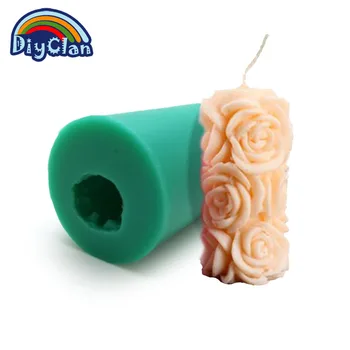 

Silicone pudding jelly dessert chocolate mould polymer clay molds 3D rose cylindrical candle form handmade soap mould S0322HM25