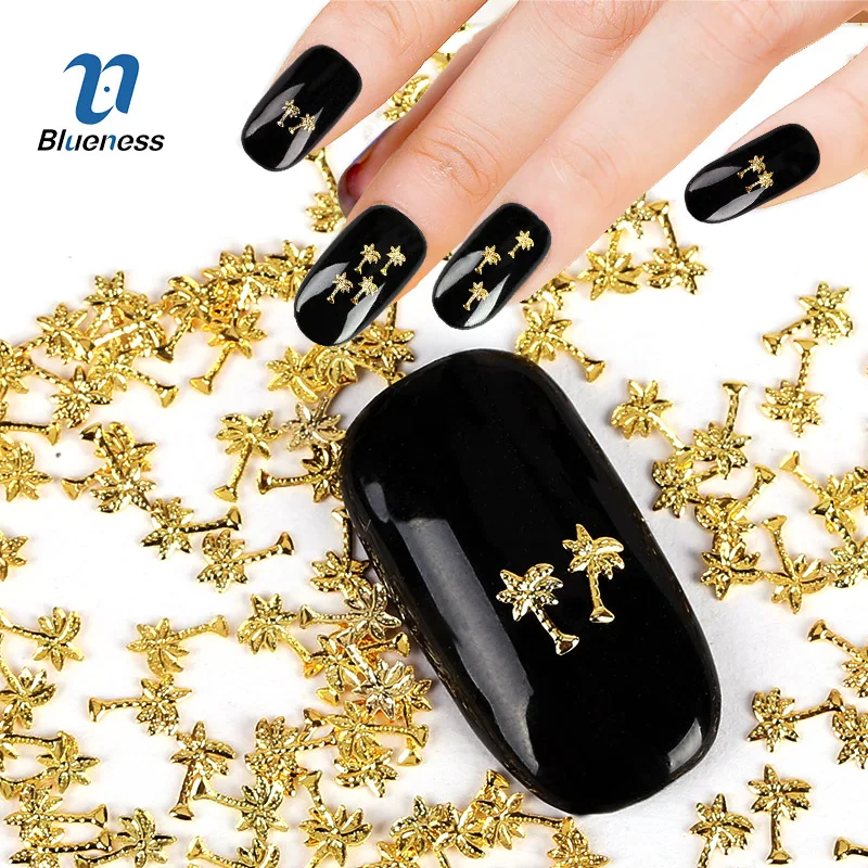 

Metal Tree Design Charms 3D Nail Art Decorations Gold Silver 2 Colors Glitter Copper Plant Studs Supplies For Nails PJ565 PJ566