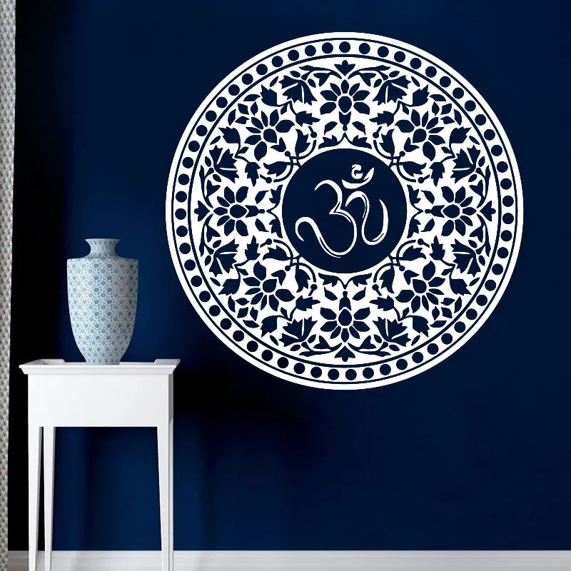 

Creative Retro Buddha Indian Round Mandala Wall Stickers Om Removable Vinyl Stickers Yoga Symbol Interior Bedroom Decoration MA6