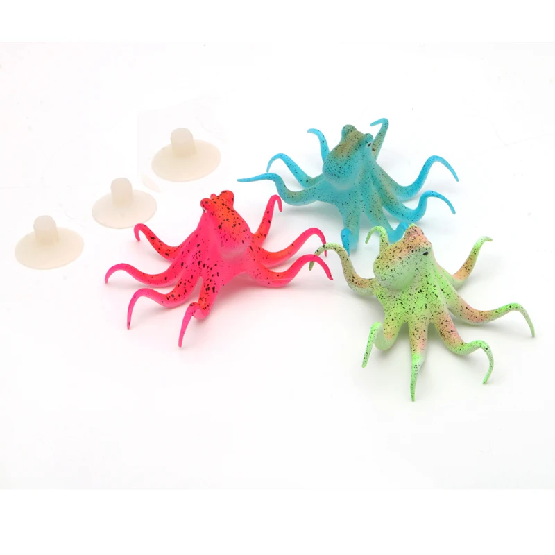 Аквариум Искусственный флуоресцентный Осьминог с присоской украшение аквариума