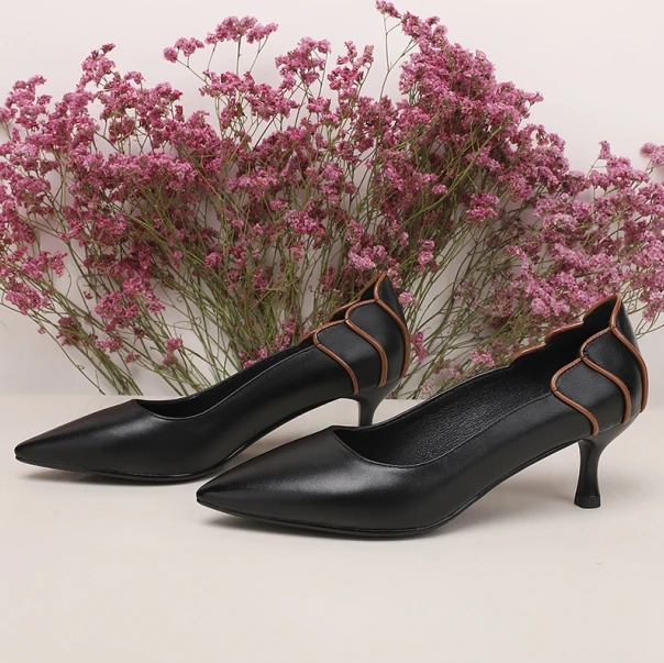 S. Romance/женские туфли-лодочки из натуральной кожи; новые модные элегантные офисные женские туфли с острым носком; женские туфли на высоких каблуках; цвет черный, бежевый; SH161