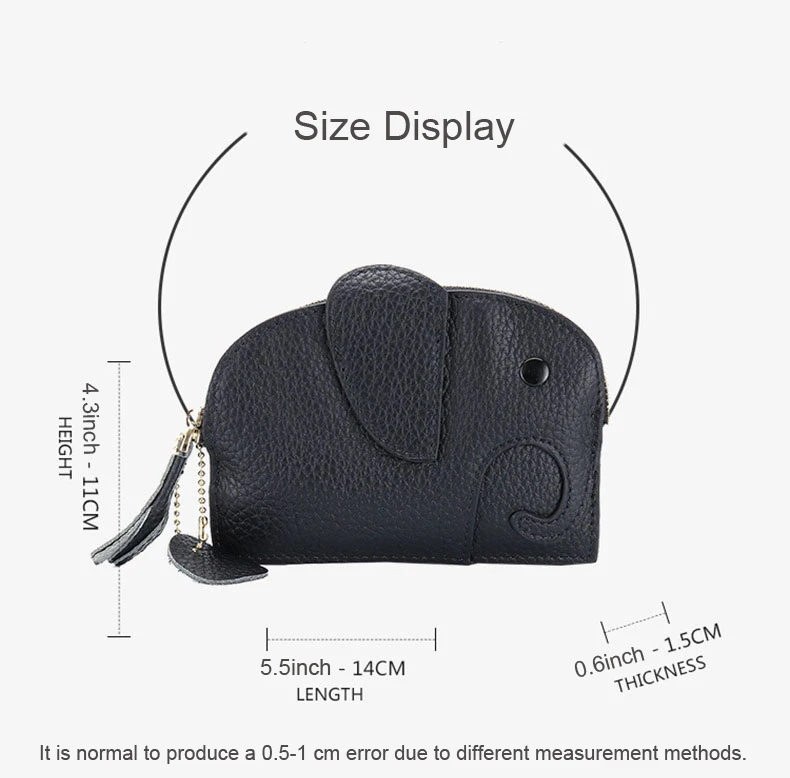 Genuine Leather Women Wallet Ins Creative Small Elephant Female Short Small Slim Wallets Cute Coin Purse Mini Zipper Pocket