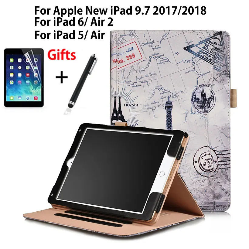 Чехол из искусственной кожи для Apple нового iPad 9 7 дюйма 2017 2018 A1822 A1893 чехол Air 1 2 5 6
