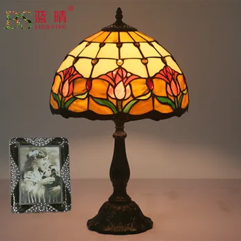 

Europe Antique Noble Table Lamps Stained Glass Lampshade Resin Zinc Alloy Material Table Lamps Decorative Table Lamps In Room
