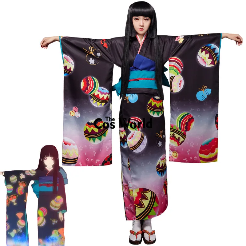 

Jigoku Shoujo Enma Ai Japanese Kimono Yukata Maid Dress Uniform Outfit Anime Cosplay Costumes