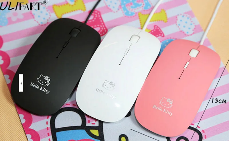 

ULIFART New Wired Kitty Optical Mouse Cute Mini Mice USB 2.0 3D Computer Gamer Mause Mouses For Gaming PC Laptop Macbook