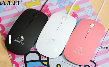 

ULIFART New Wired Kitty Optical Mouse Cute Mini Mice USB 2.0 3D Computer Gamer Mause Mouses For Gaming PC Laptop Macbook