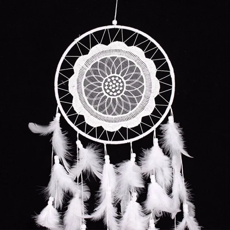 Индийский Ловец снов льняная бамбуковая круглая сеть с перьями ручной работы настенный подвесной кулон Рождественское украшение подарок на год