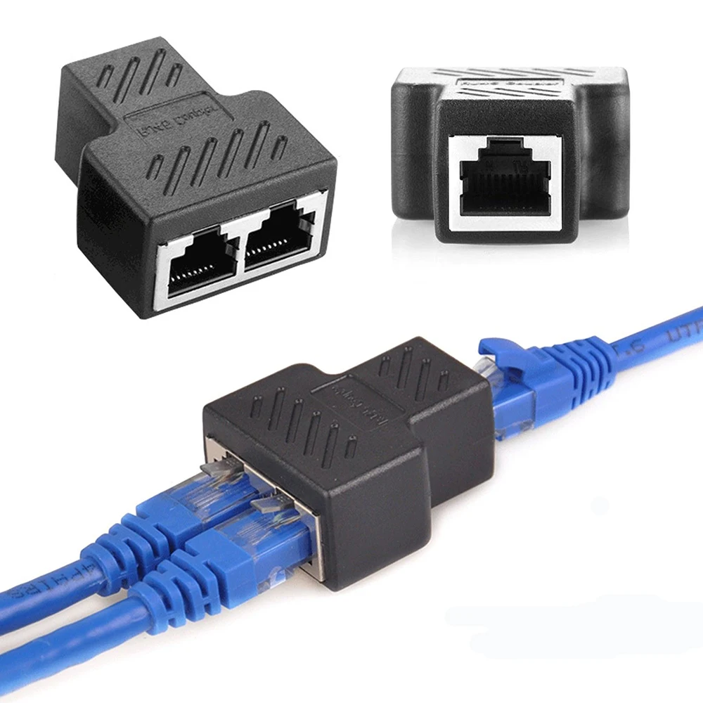Cable de red Ethernet LAN de 1 a 2 conector divisor hembra RJ45, Adaptador Doble, puertos - AliExpress Ordenadores oficina