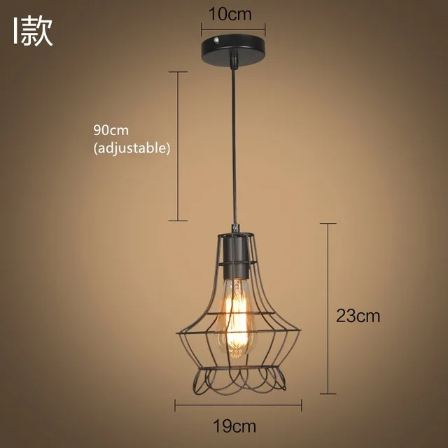 Винтажный подвесной светильник в металлической клетке, минималистичный ретро деревенский подвесной светильник 110-250 В, E26/E27, базовый светильник, потолочный светильник