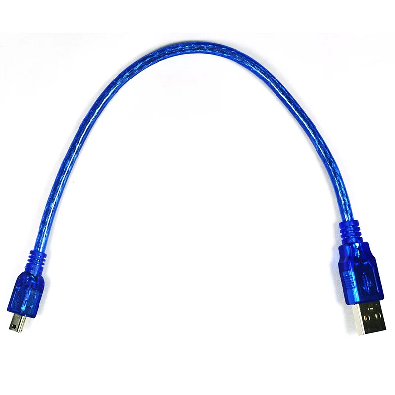 2017 Синий короткий USB 2 0 A штекер мини 5 Pin B Мужской кабель для зарядки данных 30 см MP3