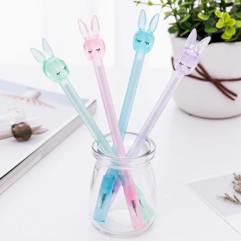 

5pcs/lot Cartoon Jelly long ears rabbit gel pen Kawaii students Writing Neutral pens Caneta Office School Stationery Supplies