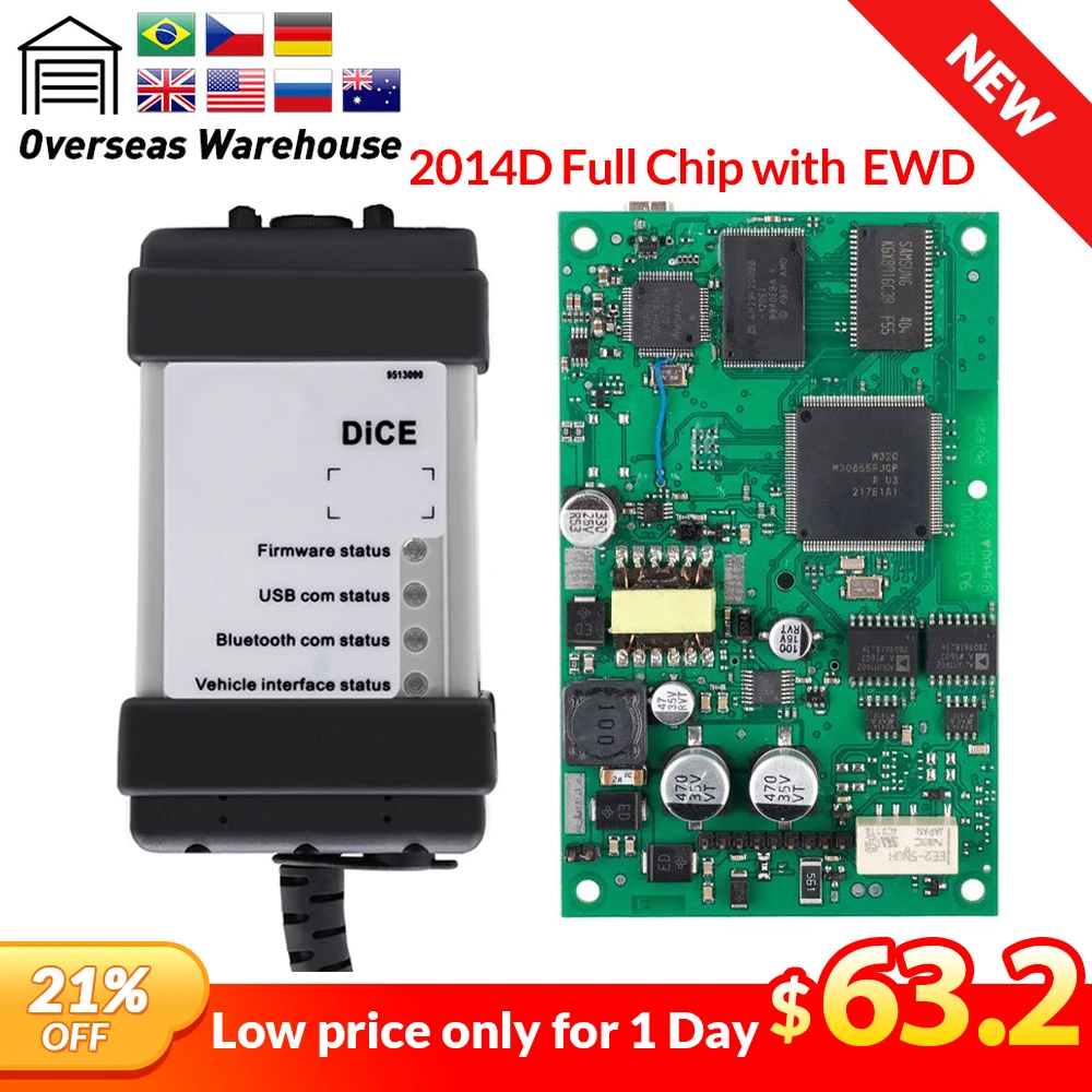 

VIDA DICE Full Chip For Volvo Vida Dice 2014D Add Cars To 2019 Diagnostic Tool Multi-Language Green Board Vida Dice with EWD