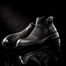 Брендовые мужские ботинки в стиле ретро; Новинка года; осенне-зимняя обувь; цвет коричневый, черный; мотоциклетные ботинки в стиле ретро; Мужская водонепроницаемая обувь; мужская обувь на молнии